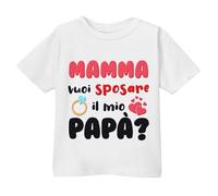 T-Shirt Bimbo o Bimba Mamma Vuoi sposare Il Mio papà? Richiesta di Matrimonio a Sorpresa, Idea Regalo per Dichiarazione d'Amore! (7-8 Anni)