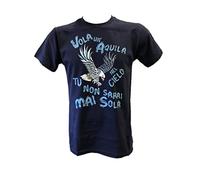 T-Shirt Blu Idea Regalo per Veri Tifosi Laziali Coro Vola un'Aquila nel Cielo, Stampata Direttamente su Tessuto Taglie da Uomo