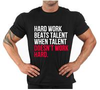 T-Shirt Bodybuilding Fitness Palestra "Hard work beats...."