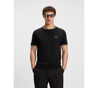 BOSS T-shirt in cotone elasticizzato con dettagli a righe e logo - Style Taul, 50521245 Nero L