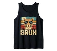 T-Shirt Bruh Cheetah Meme Graphic Tee Uomo Ragazzi Animale Canotta