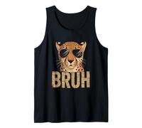 T-Shirt Bruh Cheetah Meme Graphic Tee Uomo Ragazzi Animale Canotta