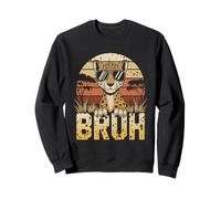 T-Shirt Bruh Cheetah Meme Graphic Tee Uomo Ragazzi Animale Felpa