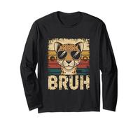 T-Shirt Bruh Cheetah Meme Graphic Tee Uomo Ragazzi Animale Maglia a Manica