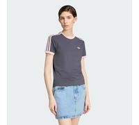 adidas Originals - T-shirt grigio antracite e rosa con 3 strisce XS