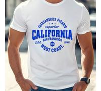 T-shirt California West Coast San Francisco, t-shirt girocollo da uomo, 220 g/m², estiva, in puro cotone, manica corta (1 pezzo) Maglietta da uomo a maniche corte con scollo tondo, casual, stampata, c