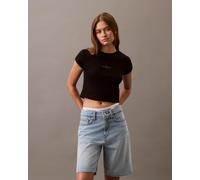 T-shirt Calvin Klein Monologo Baby manica corta nero puro donna - L