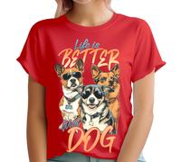 T-shirt cane personalizzata donna la vita è migliore con i cani anni 90...