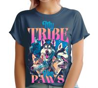 T-shirt cane personalizzata donna My Tribe Has Paws 90s Funny T-shirt top...