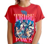T-shirt cane personalizzata donna My Tribe Has Paws 90s Funny T-shirt top...