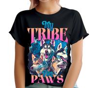 T-shirt cane personalizzata donna My Tribe Has Paws 90s Funny T-shirt top...
