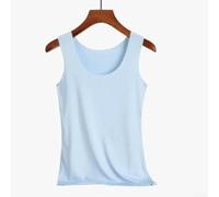 T-shirt casual da donna senza maniche per l'estate, senza traccia, perfetta per attività quotidiane e vacanze (L blu)