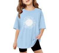 T-Shirt Casual da Ragazza Top Unisex Cotone Unicolore Manica Corta Maglie Girocollo Tops Maglietta Bambine per 7-15 Anni