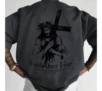 T-shirt casual da uomo a maniche corte con scollo rotondo e stampa con slogan della croce di Gesù L,M,XL,XXL,XXXLRitrattoPoliestere