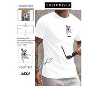 T-shirt casual da uomo con collo rotondo e vestibilità ampia - Aggiungi le tue immagini e il tuo testo (foto di famiglia/selfie/animali domestici/amici/partner/fidanzata/regali/logo per coppie/t-shirt