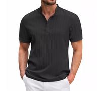 T-Shirt Casual da Uomo In Cotone E Lino T-Shirt Casual Ampia Camicie collo Coreana In Cotone Lino Comode Traspirante Camicia Eleganti Leggero Sportiva Shirts Estivi Manica Corta Mare Vestibilità