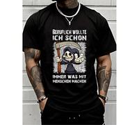 T-shirt casual nera da uomo, 100% cotone. Stampa grafica "I'VE ALWAYS WANTED TO HAVE A PROFESSIONAL LIFE" (Ho sempre voluto avere una vita professionale): design divertente e accattivante con la figur