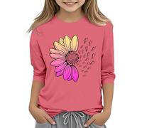 T-shirt casual tinta unita girocollo sette polsino T Shirt Top 3 13 anni maglietta 2 ragazze, Colore: rosa., 12-13 Jahre