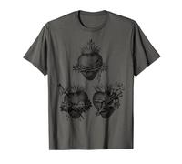 T-shirt Catholic Tees: Cuori di Gesù Maria e Giuseppe Maglietta