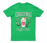 T-shirt Christmas Coffee Club unisex regalo retrò divertente donna vintage
