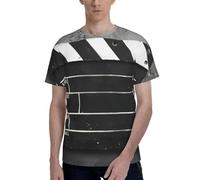 T-shirt classica da uomo a maniche corte con stampa nera a quadri del film elegante casual estate varie occasioni da indossare, Nero , L
