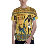 T-shirt classica da uomo con stampa della serie tribale dell'antico Egitto, comode magliette grafiche da uomo, da indossare tutti i giorni e regali, Nero , S