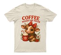 T-shirt Coffee Makes Me Nicer unisex regalo retrò divertente donna vintage...