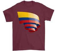 T-Shirt Columbia Curled Flag Colombiano Da Calcio Per Uomo 100% Cotone