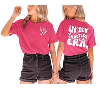 T-shirt compleanno da donna per 30 donne Hello 30 compleanno maglietta con motivo a cuore, Rosared1, M