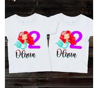 T-shirt compleanno personalizzate sirene per ragazzi, ragazze e bambini
