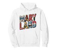 T-Shirt con Bandiera del Maryland - MD State Map & Crab Pride Felpa con Cappuccio