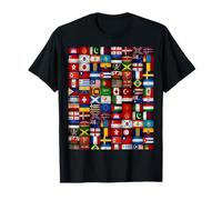 T-shirt con bandiere internazionali con mappa del mondo Maglietta
