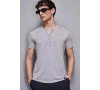 T-shirt con bottoni in cotone grigio S
