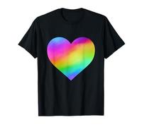T-shirt con cuore olografico finto arcobaleno Maglietta