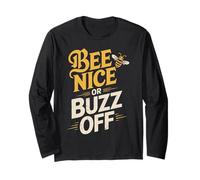 T-Shirt con Divertente Grafica Bee Nice o Buzz off Bee Pun Maglia a Manica