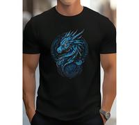 T-shirt con drago celtico per donne e uomini - Maglietta unisex pesante con stampa intricata di drago celtico, adatta per uomini e donne, per uso casual e eventi a tema, durevole maglietta girocollo (
