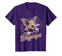 T-Shirt con Fata Divertente per Fan della Caffeina Maglietta, Bambini, Viola, 3 Anni