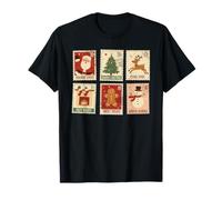 T-Shirt con Francobollo Natalizio retrò per Le Vacanze Vintage Maglietta