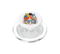 T-shirt con gatti colorati per la giornata internazionale dei gatti PopSockets PopGrip per MagSafe
