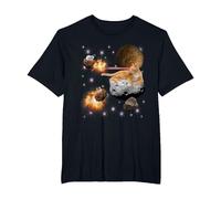 T-Shirt con Gatto Laser Attacco della Galassia Space Rats Tabby Cat Maglietta, Uomo Taglie Grandi, Nero, 4X Tall
