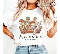 T-shirt con giocattoli Disney, stile maglietta da bambina, design con Buzz Lightyear, Woody e Jesse, il viaggio dei migliori amici dal 1995, t-shirt Disney vintage degli anni '90 L,M,S,XL,XS,XXLCotone