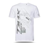 T-Shirt con Grafica AZ Graphishop Compatibile con Yamaha Tmax 2025 Tech Kamo TS-FM-203 (IT, Testo, M, Regular, Regular, Bianco)