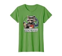 T-Shirt con Grafica Marvel Rocket Guardiani della Galassia Circle Maglietta, Donna, Erba, S