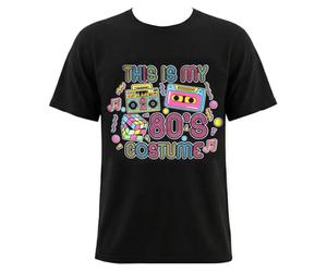 T-shirt con grafica retrò anni '80, in stile vintage, con scritta "I Love the 80's", con Boombox e cassetta, vestibilità classica, da donna e uomo