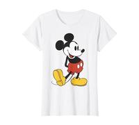 T-shirt con grafica vintage Disney Mickey Mouse Leg Kick Maglietta, Donna, Bianco, L