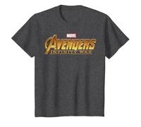 T-Shirt con Logo Dorato Marvel Avengers Infinity War Maglietta, Bambini, Grigio Scuro, 3 Anni