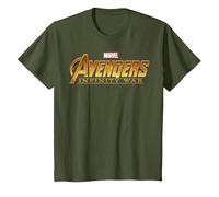 T-Shirt con Logo Dorato Marvel Avengers Infinity War Maglietta, Bambini, Oliva, 3 Anni