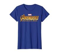 T-Shirt con Logo Dorato Marvel Avengers Infinity War Maglietta, Donna, Blu Reale, S