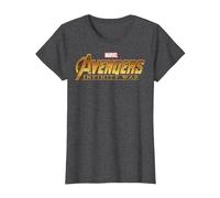 T-Shirt con Logo Dorato Marvel Avengers Infinity War Maglietta, Donna, Grigio Scuro, 3XL
