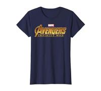 T-Shirt con Logo Dorato Marvel Avengers Infinity War Maglietta, Donna, Navy, 3XL
